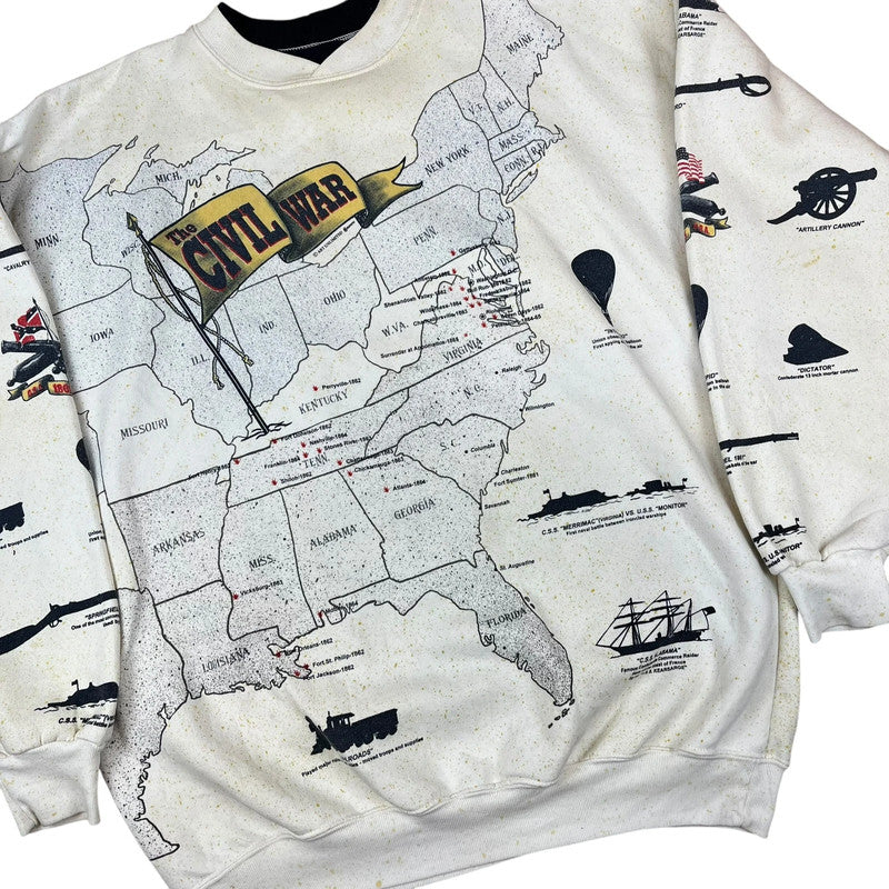 Unusual USA Civil War History Map Sweatshirt