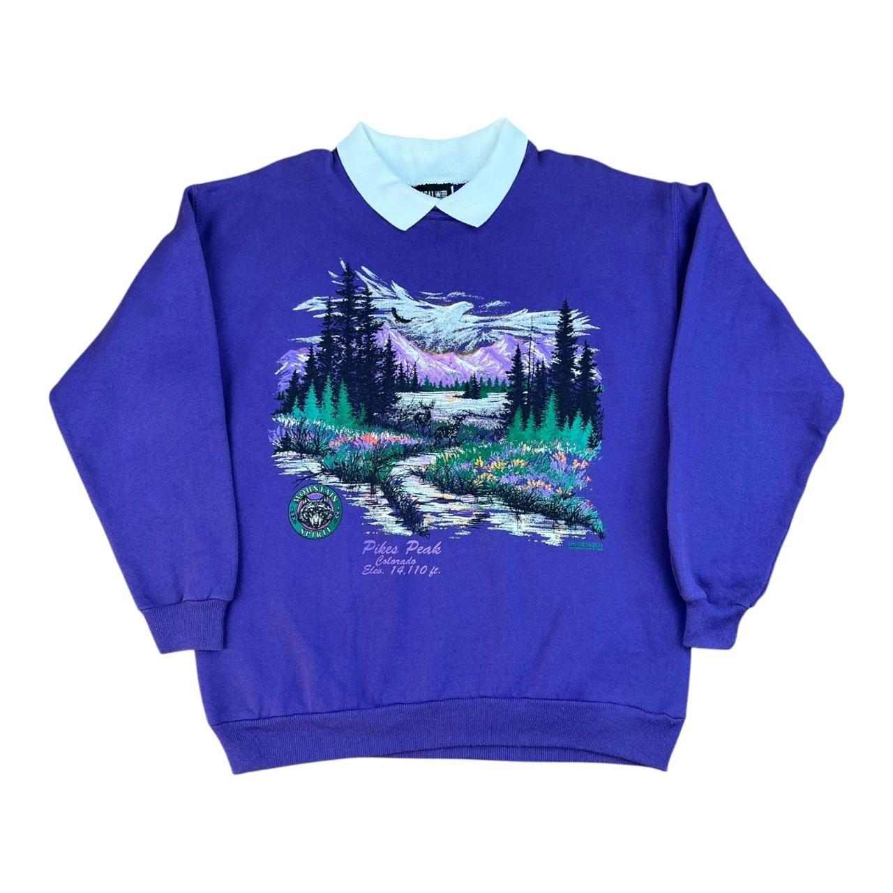 Purple Pikes Peak Colorado Nature Scene with Deer Sweatshirt (1993)