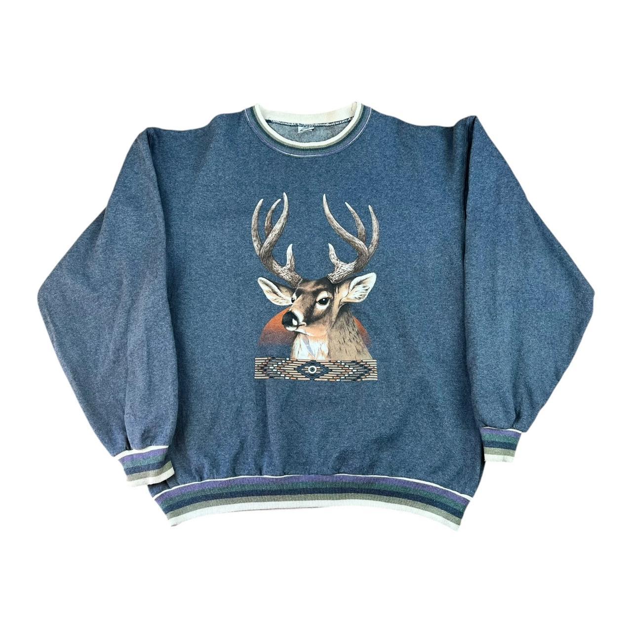 Handsome Deer Stag Head Ringer Sweatshirt