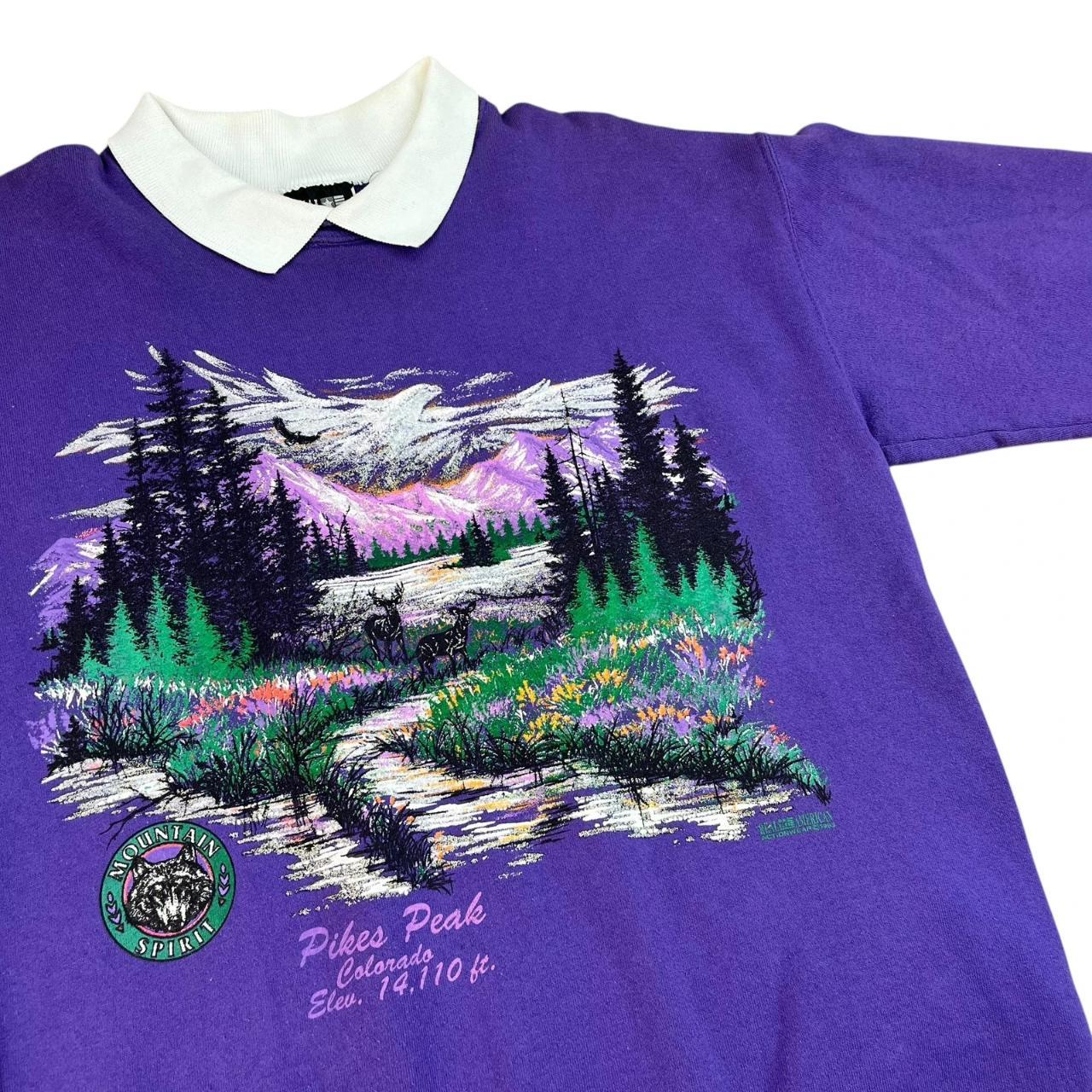 Purple Pikes Peak Colorado Nature Scene with Deer Sweatshirt (1993)