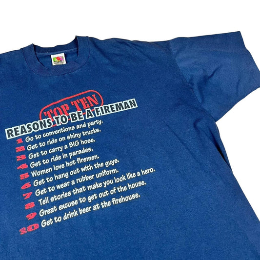 Funny - 10 Reasons to be a Fireman - Comedy T-shirt