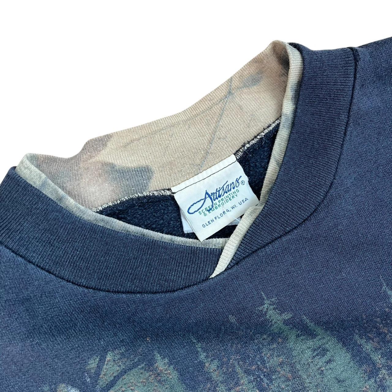 Unusual vintage USA 90s Black Bear and Forest Camo sleeves and ringer sweatshirt.