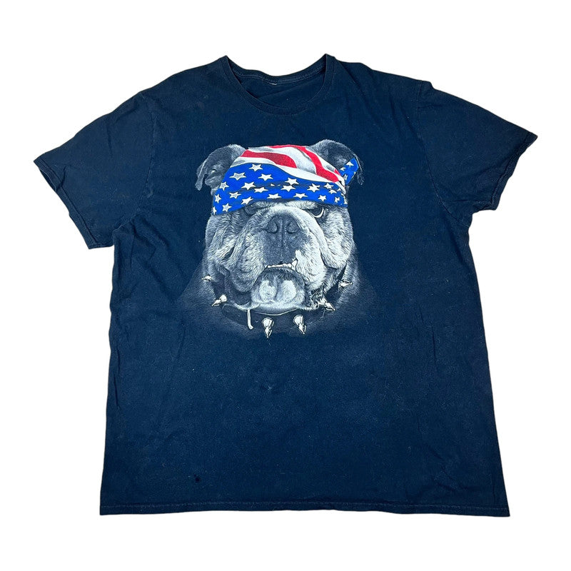 Patriotic Bull Dog wearing USA Flag Bandana T-shirt