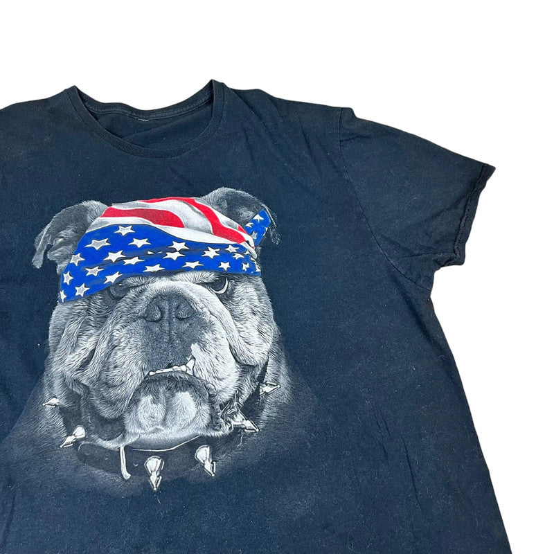 Patriotic Bull Dog wearing USA Flag Bandana T-shirt
