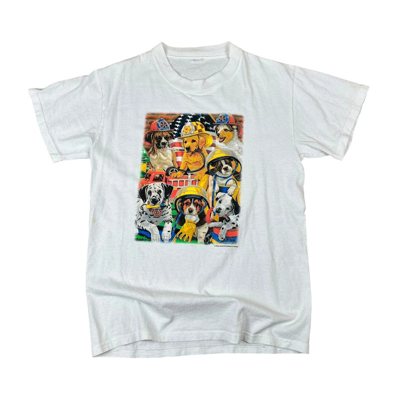Cute USA Firefighter Puppy Dogs Souvenir T-shirt