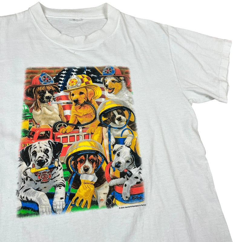 Cute USA Firefighter Puppy Dogs Souvenir T-shirt
