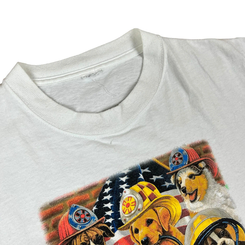 Cute USA Firefighter Puppy Dogs Souvenir T-shirt