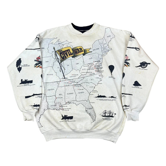 Unusual USA Civil War History Map Sweatshirt