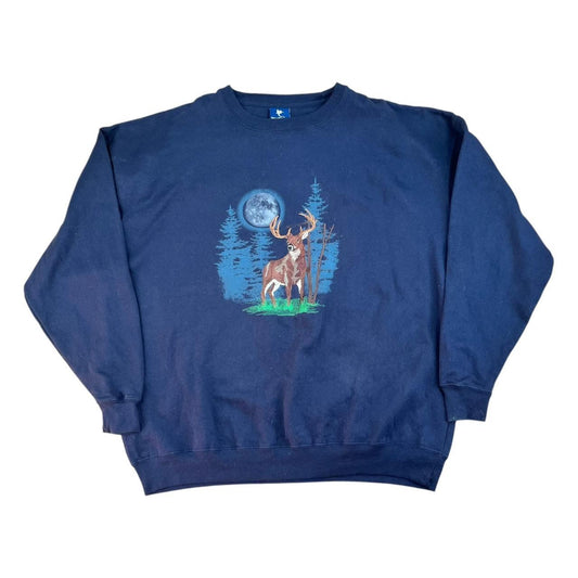 Embroidered Deer Stag in the Moonlight Sweatshirt