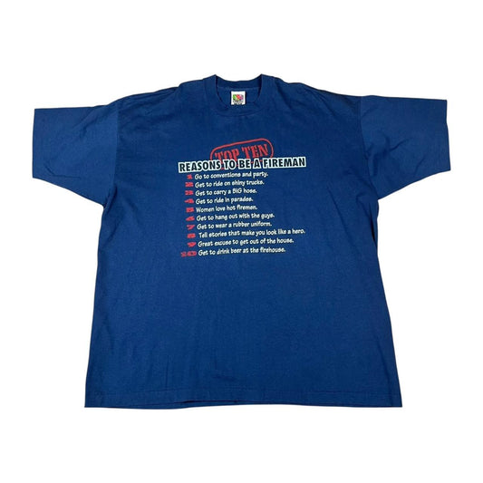 Funny - 10 Reasons to be a Fireman - Comedy T-shirt
