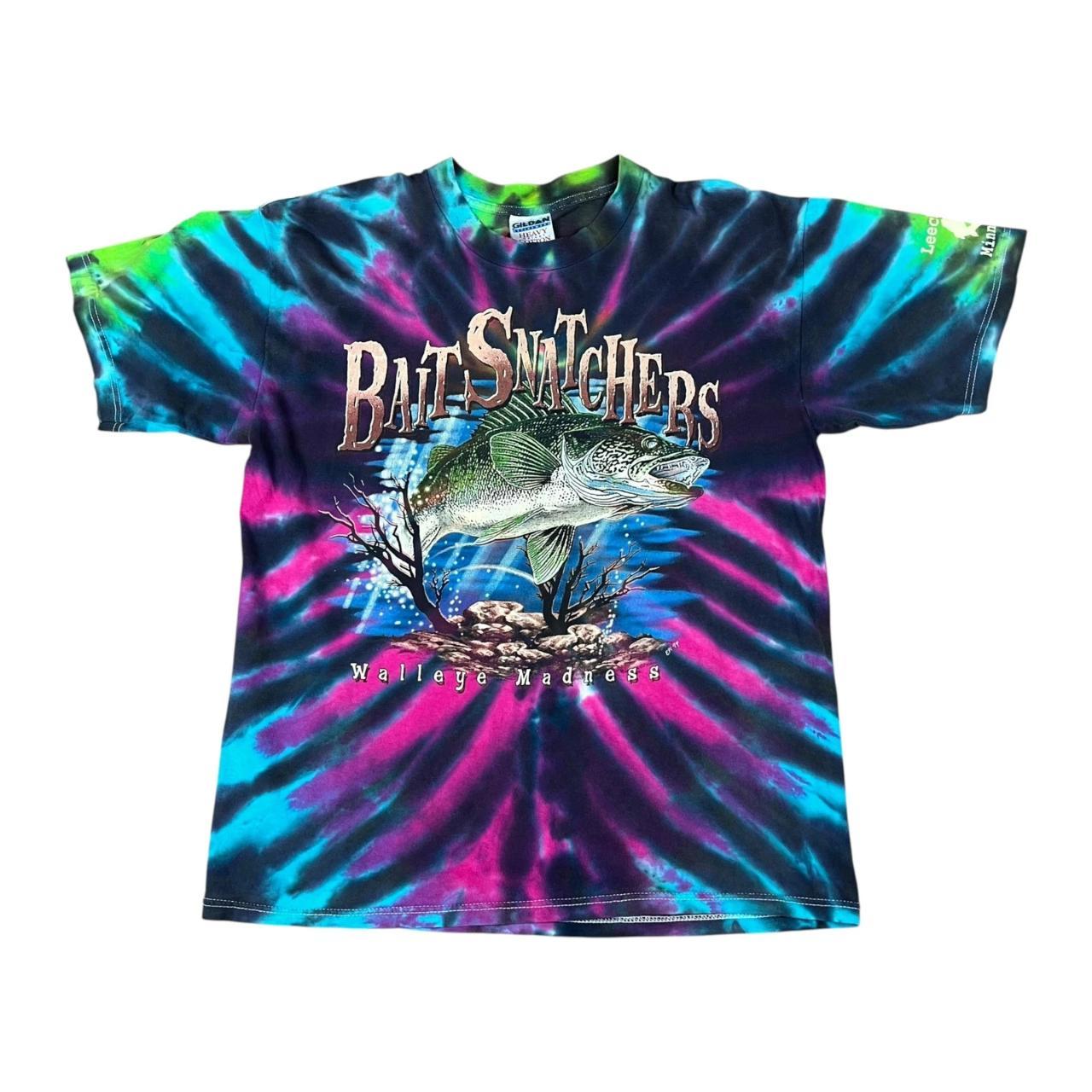 Leech Lake Minnesota - Bait Snatchers Walleye Fish tie dye tee - (1999)