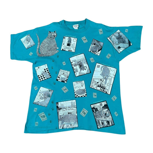 Cute Stuart Katt Design all-over print Cat T-shirt (1995)