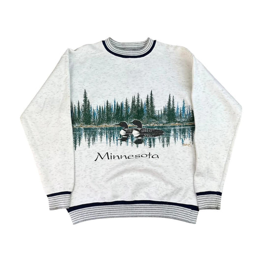 Minnesota Loon Ducks Nature Scene Ringer Sweatshirt