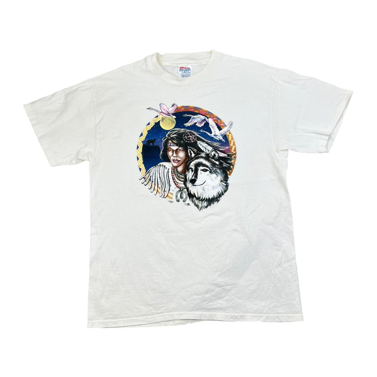 Native American Woman, Wolf & Swans single-stitch T-shirt (1990s)