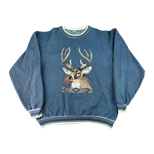 Handsome Deer Stag Head Ringer Sweatshirt