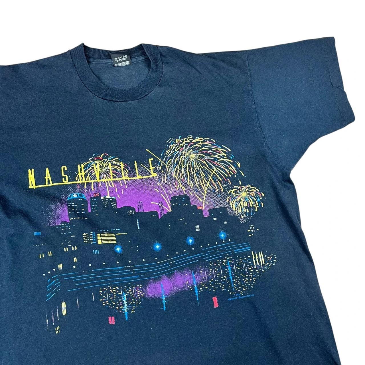 Nashville Skyline Silhouette Fireworks T-shirt