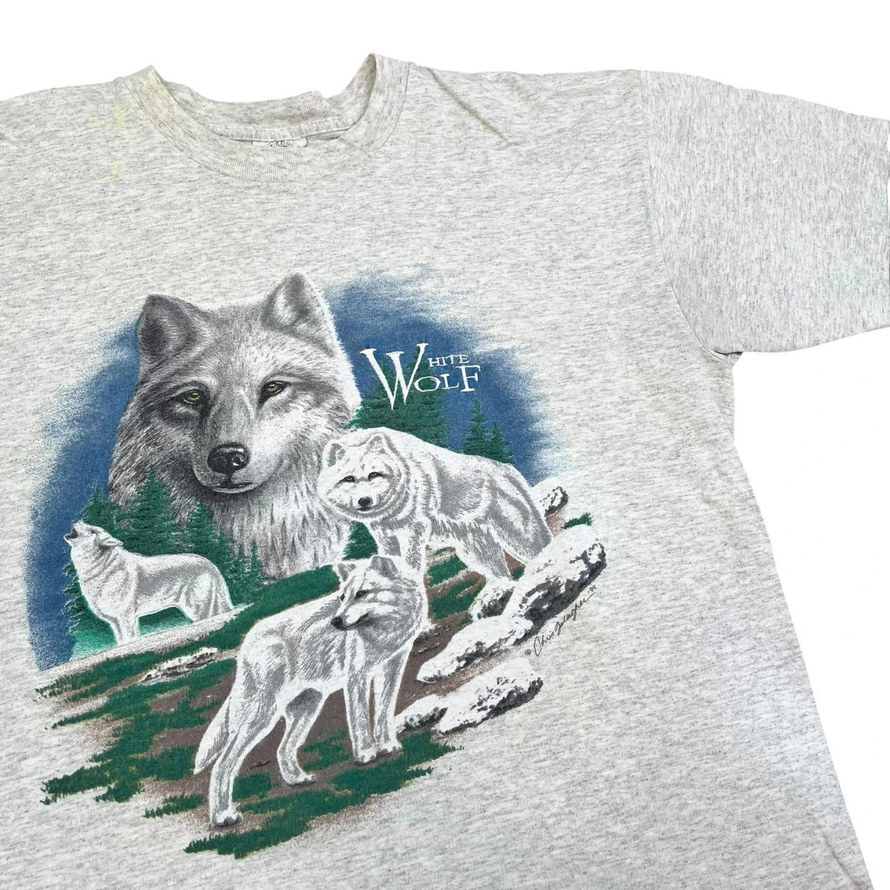 White Wolf Pack single stitch embroidered T-shirt