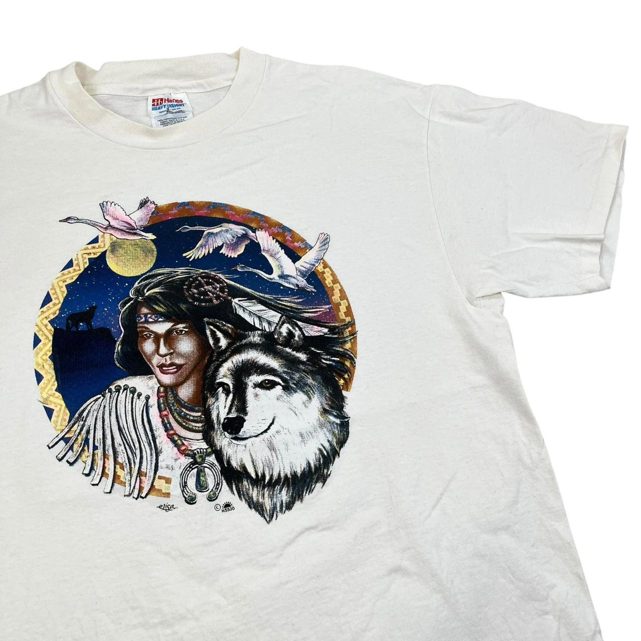 Native American Woman, Wolf & Swans single-stitch T-shirt (1990s)