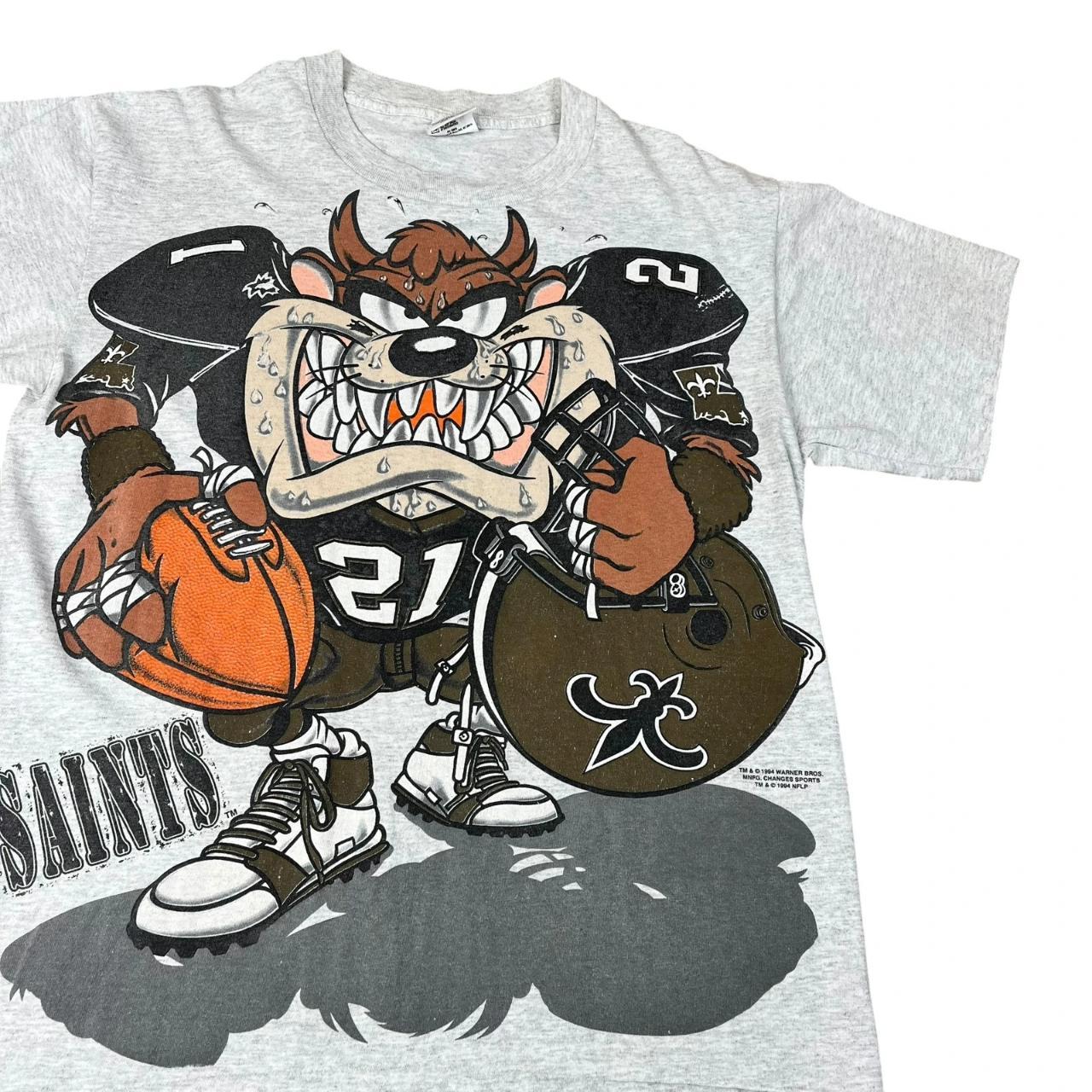 Rare single stitch USA Warner Bros Taz New Orleans Saints T-shirt (1994)
